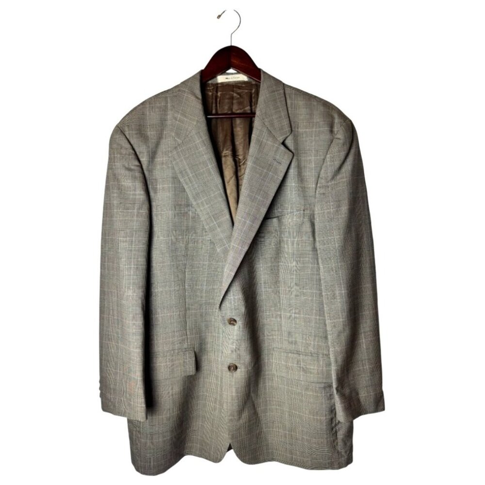 Ralph Ralph Lauren Blazer Men 48 T‎ Brown Plaid Pure New Wool Single Breasted